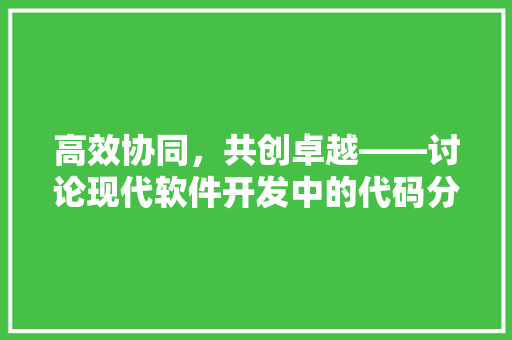 高效协同，共创卓越——讨论现代软件开发中的代码分工步骤