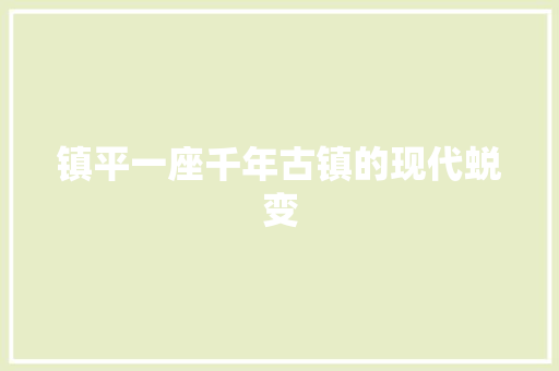 镇平一座千年古镇的现代蜕变