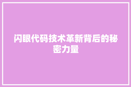 闪眼代码技术革新背后的秘密力量