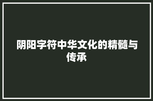 阴阳字符中华文化的精髓与传承