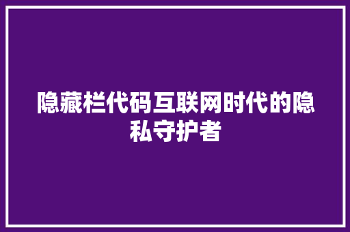 隐藏栏代码互联网时代的隐私守护者