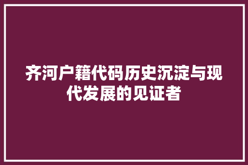 齐河户籍代码历史沉淀与现代发展的见证者