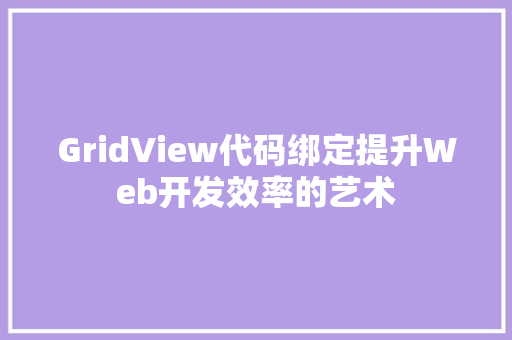 GridView代码绑定提升Web开发效率的艺术