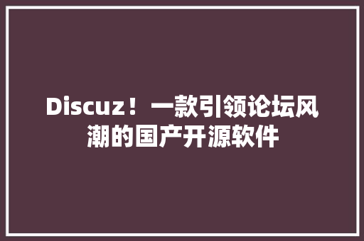 Discuz！一款引领论坛风潮的国产开源软件