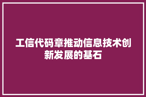 工信代码章推动信息技术创新发展的基石