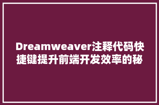 Dreamweaver注释代码快捷键提升前端开发效率的秘密武器