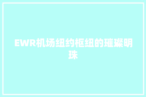 EWR机场纽约枢纽的璀璨明珠