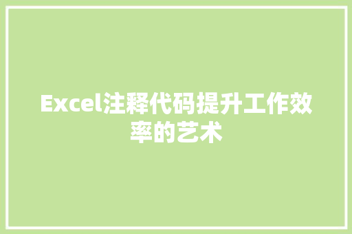Excel注释代码提升工作效率的艺术