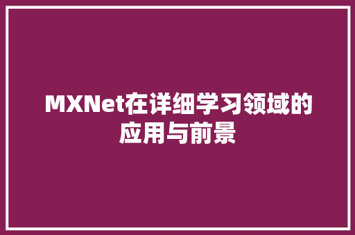 MXNet在详细学习领域的应用与前景