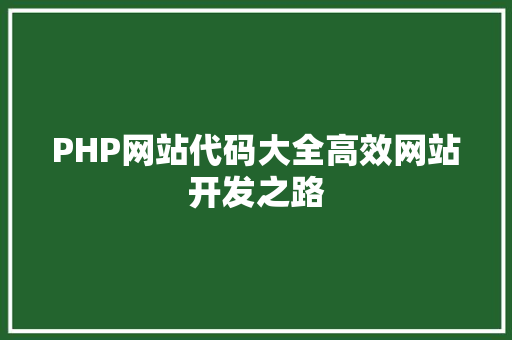 PHP网站代码大全高效网站开发之路