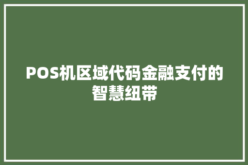 POS机区域代码金融支付的智慧纽带