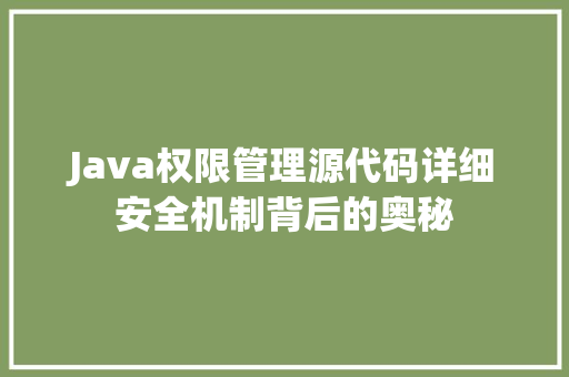 Java权限管理源代码详细安全机制背后的奥秘