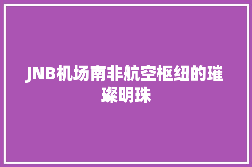 JNB机场南非航空枢纽的璀璨明珠