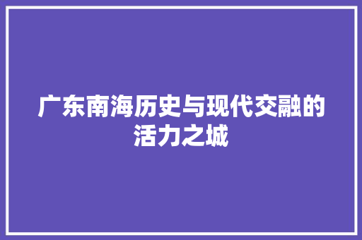广东南海历史与现代交融的活力之城
