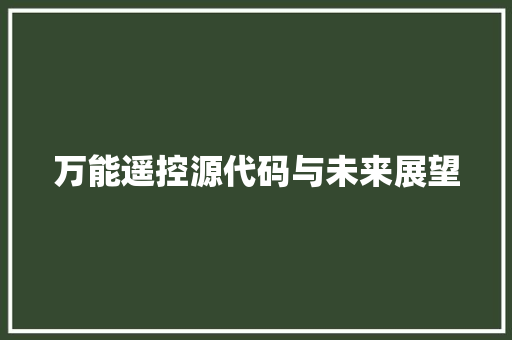 万能遥控源代码与未来展望