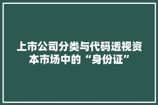 上市公司分类与代码透视资本市场中的“身份证”