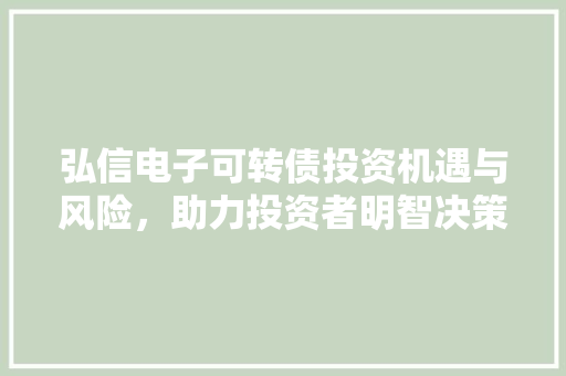 弘信电子可转债投资机遇与风险，助力投资者明智决策