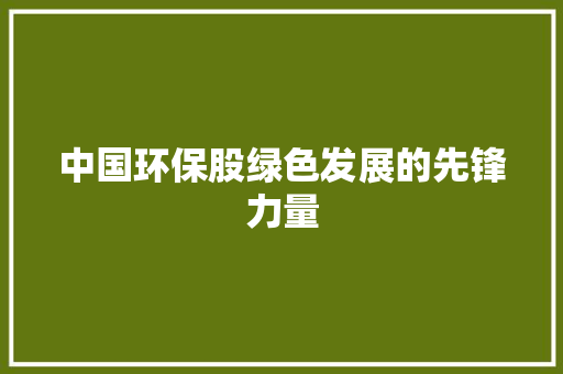 中国环保股绿色发展的先锋力量
