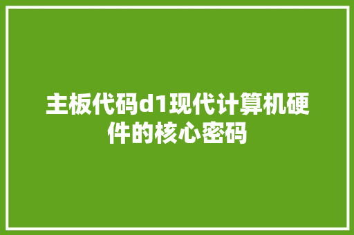 主板代码d1现代计算机硬件的核心密码
