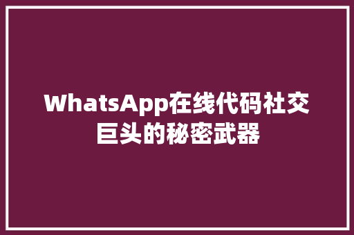 WhatsApp在线代码社交巨头的秘密武器