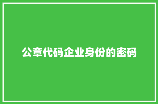 公章代码企业身份的密码
