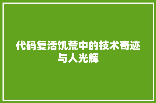 代码复活饥荒中的技术奇迹与人光辉