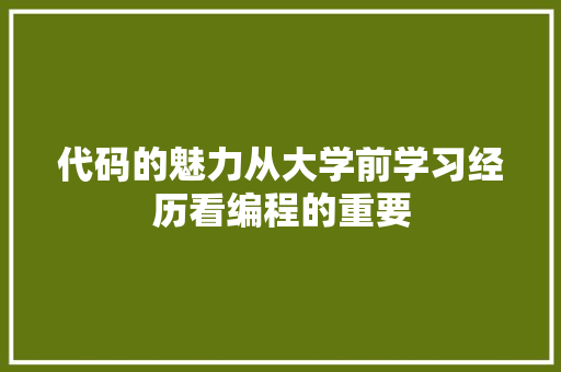 代码的魅力从大学前学习经历看编程的重要