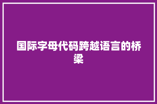 国际字母代码跨越语言的桥梁