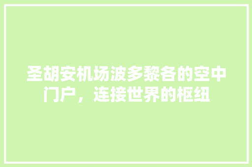圣胡安机场波多黎各的空中门户，连接世界的枢纽