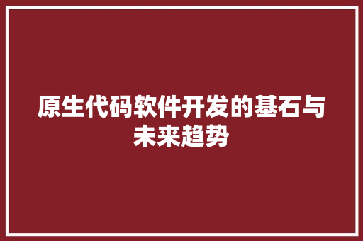 原生代码软件开发的基石与未来趋势
