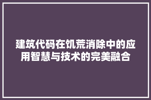 建筑代码在饥荒消除中的应用智慧与技术的完美融合