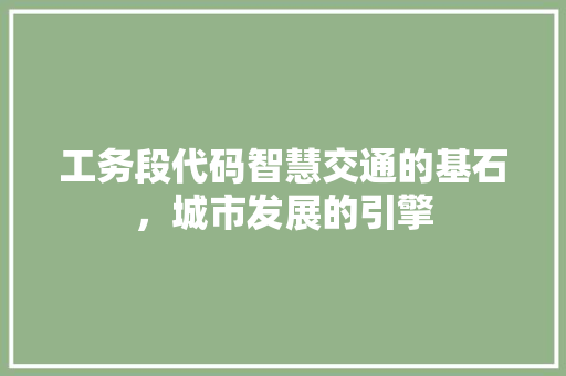 工务段代码智慧交通的基石，城市发展的引擎