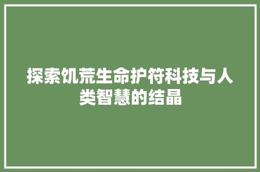 探索饥荒生命护符科技与人类智慧的结晶