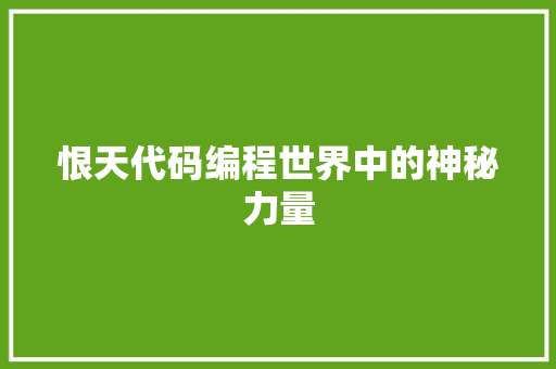恨天代码编程世界中的神秘力量