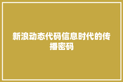 新浪动态代码信息时代的传播密码