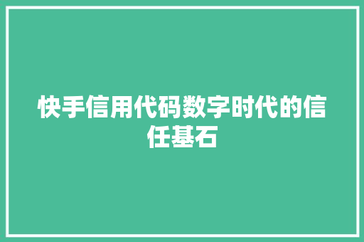 快手信用代码数字时代的信任基石