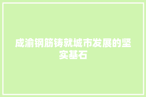 成渝钢筋铸就城市发展的坚实基石