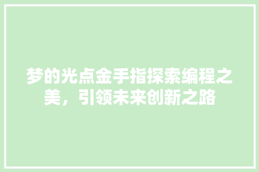 梦的光点金手指探索编程之美，引领未来创新之路