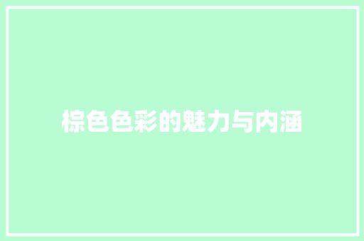 棕色色彩的魅力与内涵