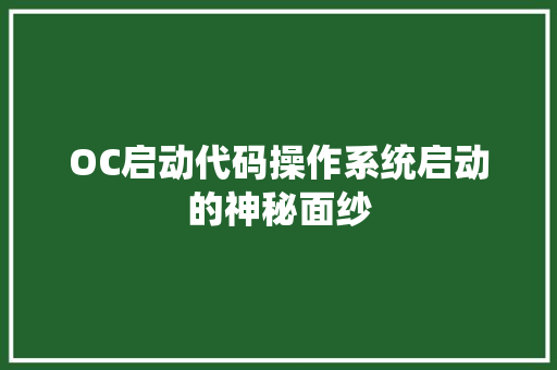 OC启动代码操作系统启动的神秘面纱