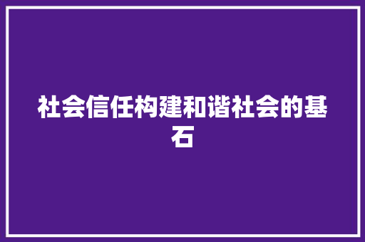 社会信任构建和谐社会的基石