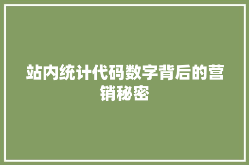 站内统计代码数字背后的营销秘密
