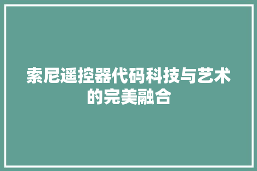 索尼遥控器代码科技与艺术的完美融合