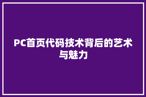 PC首页代码技术背后的艺术与魅力