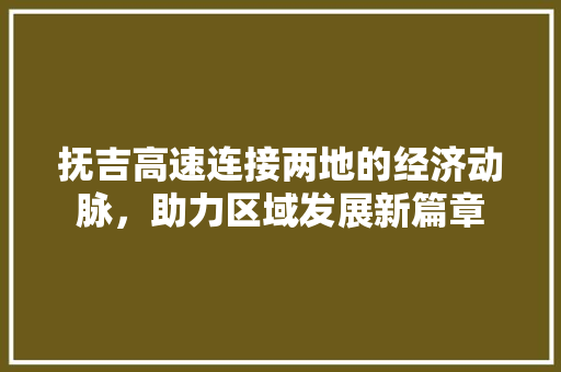 抚吉高速连接两地的经济动脉，助力区域发展新篇章