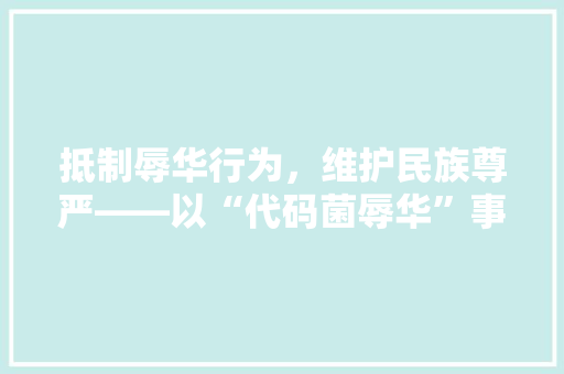 抵制辱华行为，维护民族尊严——以“代码菌辱华”事件为例