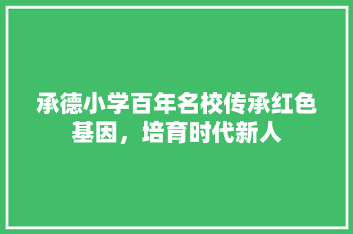 承德小学百年名校传承红色基因，培育时代新人