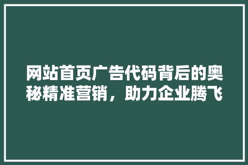 网站首页广告代码背后的奥秘精准营销，助力企业腾飞