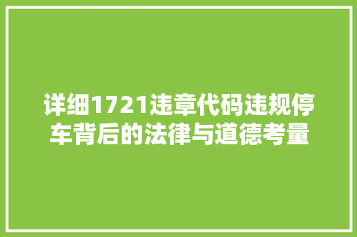 详细1721违章代码违规停车背后的法律与道德考量