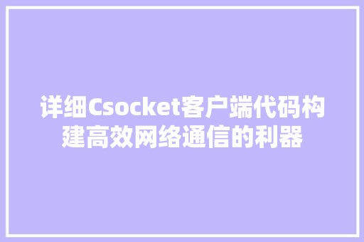 详细Csocket客户端代码构建高效网络通信的利器